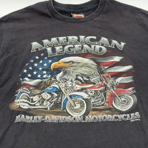 Harley Davidson American Legend Shirt Eagle Flag Bravado Made In USA Medium 2015 - Picture 1 of 12